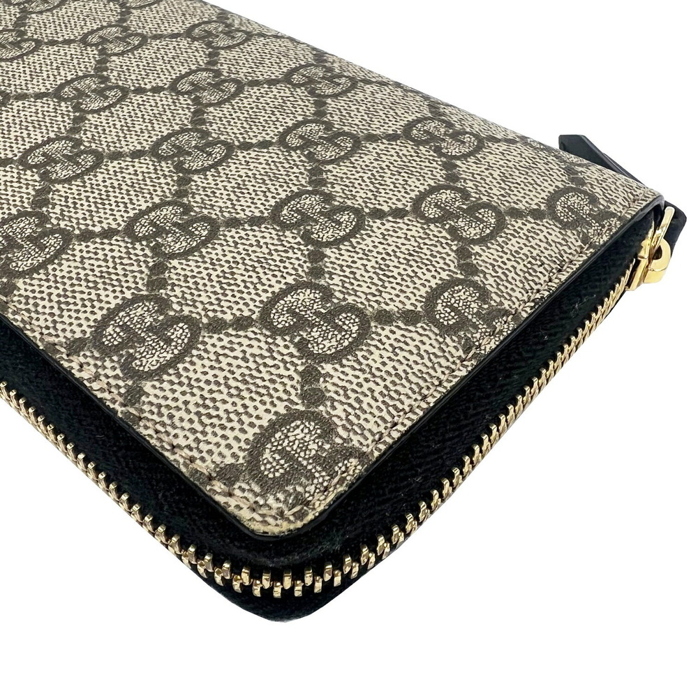 GUCCI GG Supreme Zip Around Long Wallet Brown Beige Tan the - Picture 7 of 8